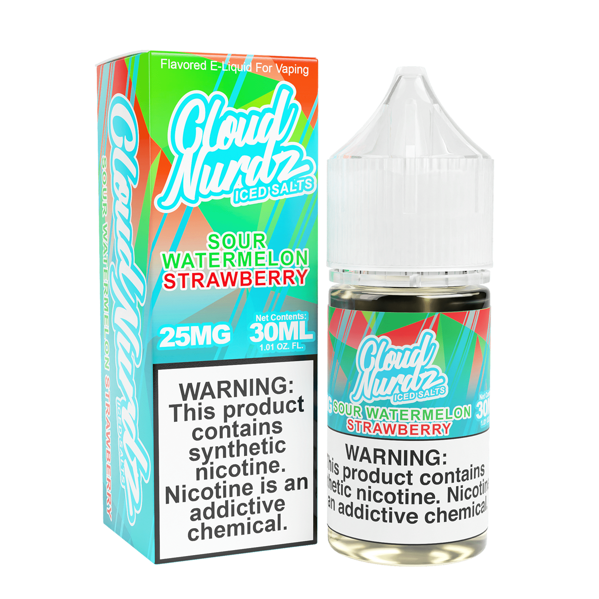Iced Sour Watermelon Strawberry Salt Nic E-Juice by Cloud Nurdz - 30mL
